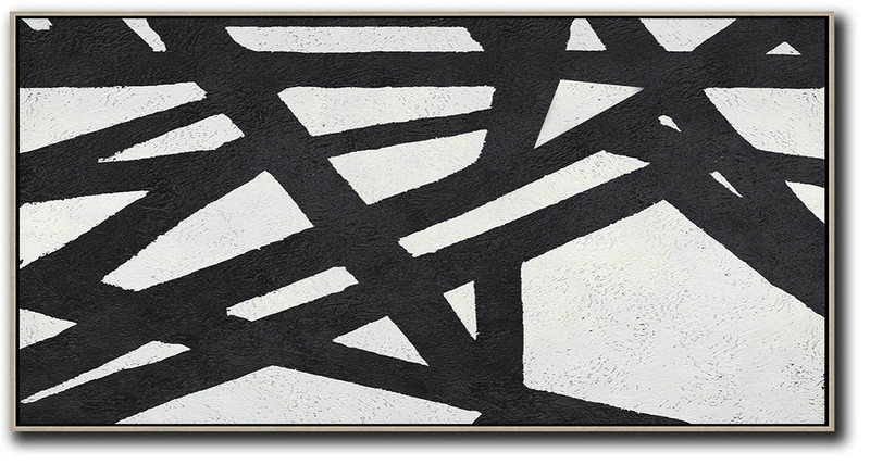 Large Abstract Art Handmade Acrylic Painting,Oversized Panoramic Minimal Art On Canvas - Modern Living Room Decor